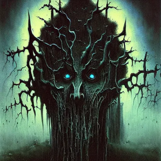 Prompt: darklord amdusc beksinski, eldritch, apocalypse, creepy creature, horror spooky