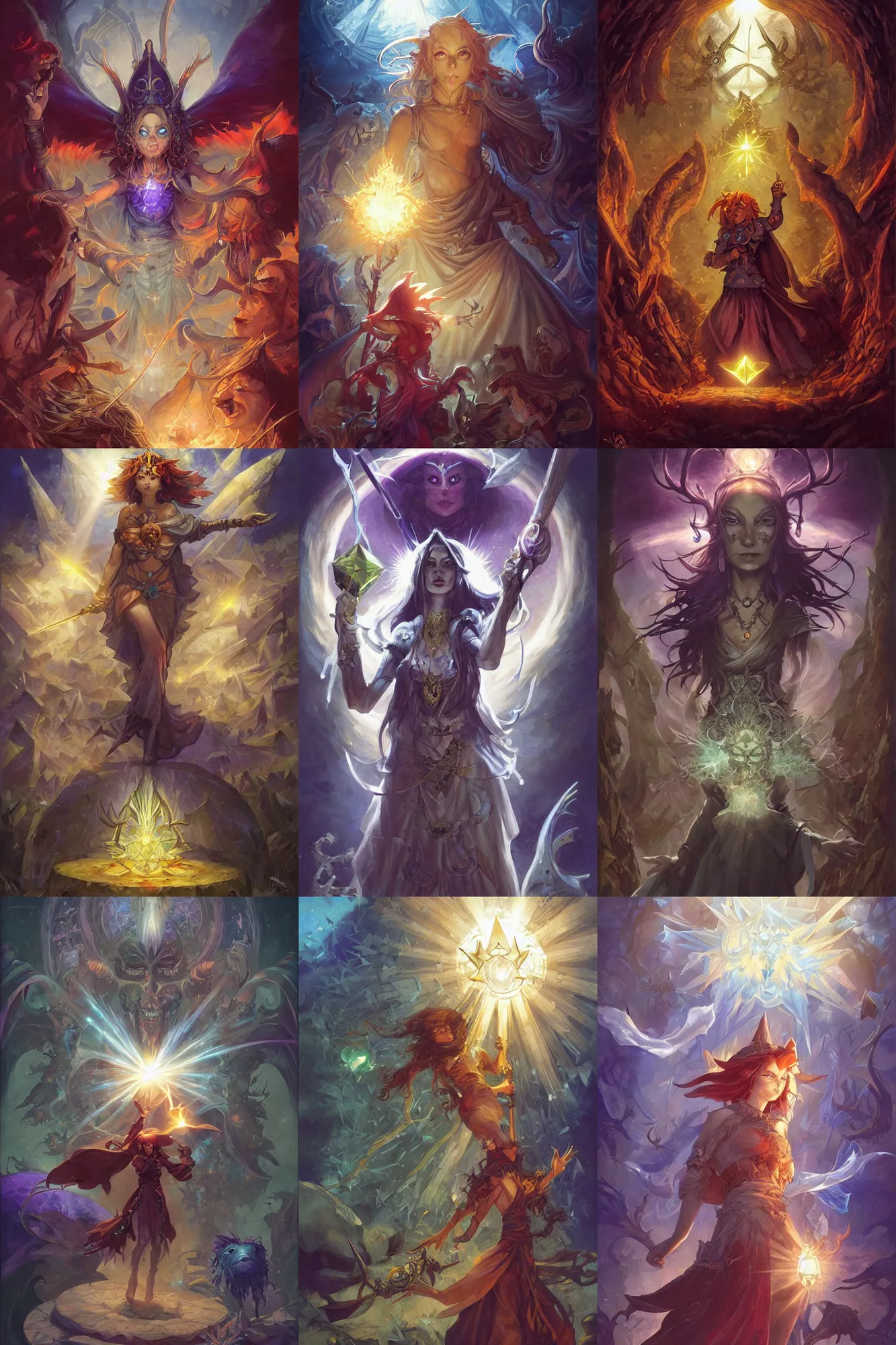 Prompt: majora witch, crystal shards, god rays, artstyle by andreas rocha, Amano, Charlie Bowater, Karol Bak, Greg Hildebrandt, Jean Delville, and Mark Brooks, occult