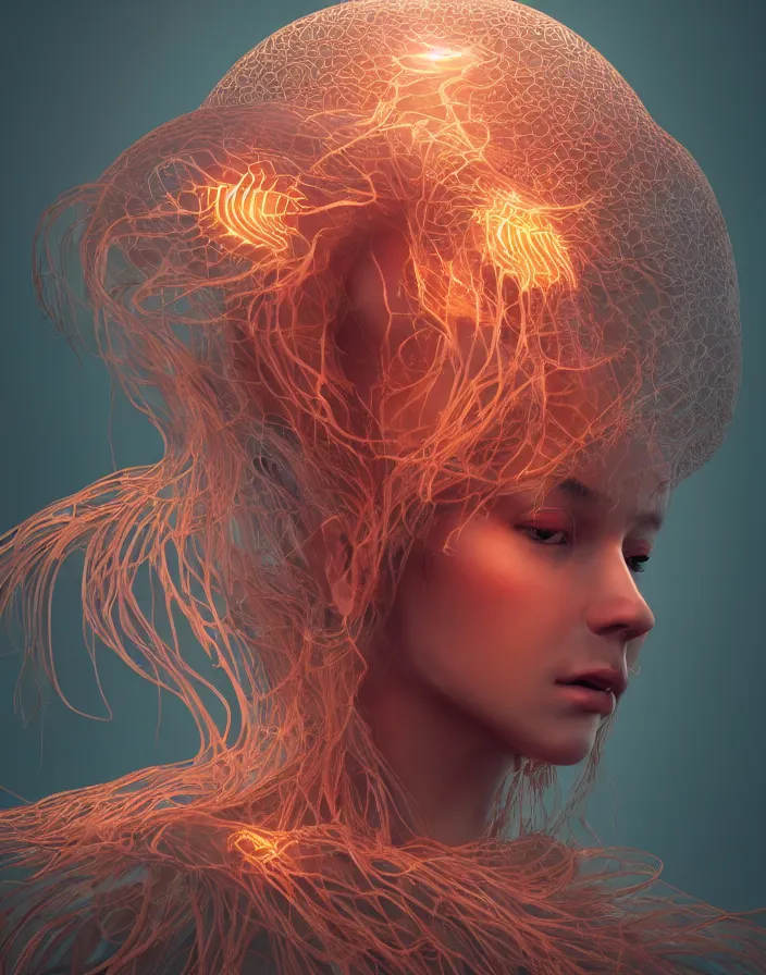 Image similar to goddess portrait. jellyfish phoenix head. intricate artwork by Tooth Wu and wlop and beeple. octane render, trending on artstation, greg rutkowski very coherent symmetrical artwork. cinematic, hyper realism, high detail, octane render, 8k