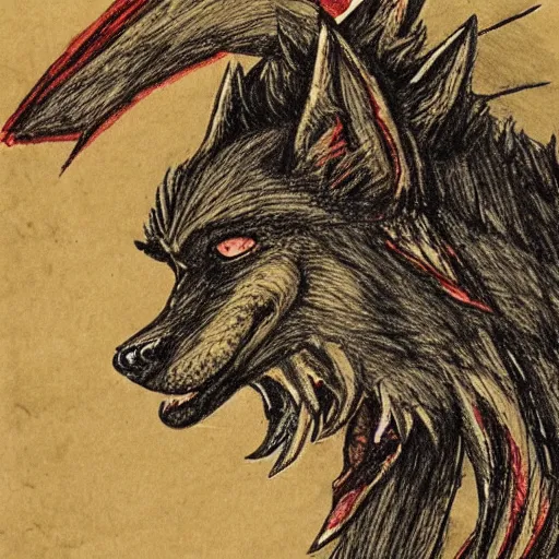 Prompt: children's book illustration of fenrir