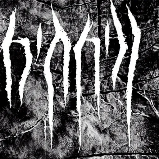 Image similar to black metal band font, unreadable, looks like varicose veins, symmetrical