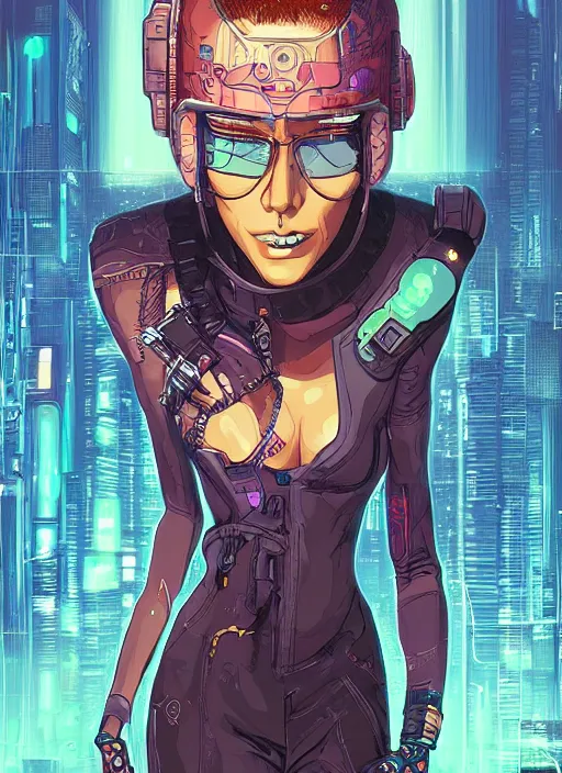 Image similar to a gorgeous cyberpunk hacker, centered in the frame, cyberpunk concept art by Jean Giraud and josan gonzales, digital art, highly detailed, intricate, sci-fi, sharp focus, Trending on Artstation HQ, deviantart, 4K UHD image