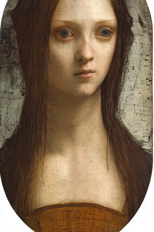 Image similar to a close - up portrait of a cyberpunk cyborg girl, by leonardo davinci, rule of thirds