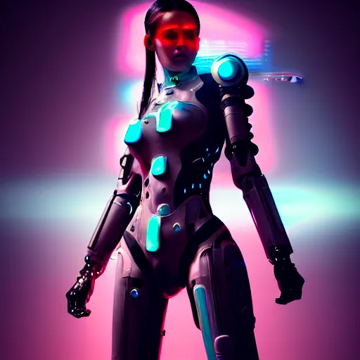 Prompt: An epic comic hyperrealistic painting of a cyber warrior girl wearing mecha cyber suit, attractive, ultradetailed face trending on artstation and artbreeder, cyberpunk 2077 color, heavy rainning at tokyo street night, neon lights all around, Matte paiting, smoke, cinematic lighting, corona render, arnold render, movie concept art, 8k, RPG portrait, Concept world, rim lights, PS5 render quality