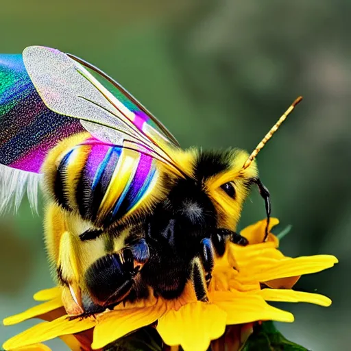 Image similar to photo of a hybrid between a bee and a unicorn