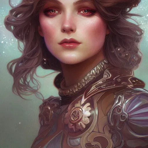 Image similar to character portrait by Magali Villeneuve and Steve Argyle,Livia Prima,Mucha,dress,fantasy art,beautiful,artstation,trending on artstation,intricate details,alluring,masterpiece