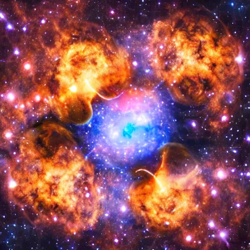 Image similar to army of balls with universes inside, hubble background, amazing, fire, 5 5 mm