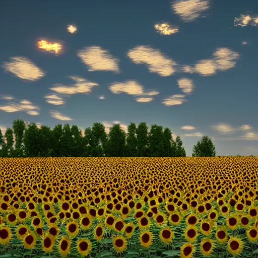 Prompt: field of sunflowers, claude monet, octane render,