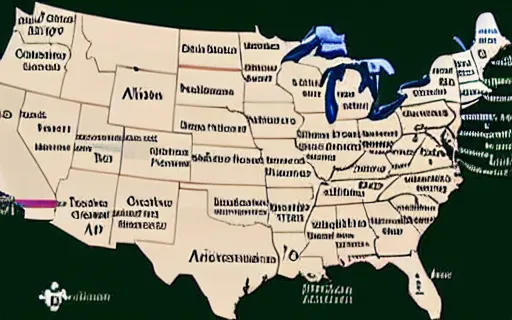 Prompt: map of the united states with names