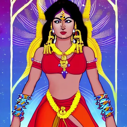 Prompt: indian goddess as a superhero