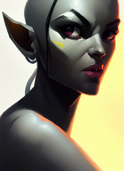 Prompt: cross hatching portrait of a beautiful female dark elf by atey ghailan, greg rutwoski, greg tocchini, sergio toppi, dynamic lightning, gradient light yellow, gray and white color scheme, fantasy aesthetic