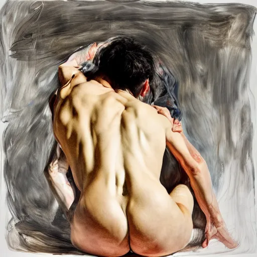 Prompt: moment of intimacy by jenny saville, masterpiece