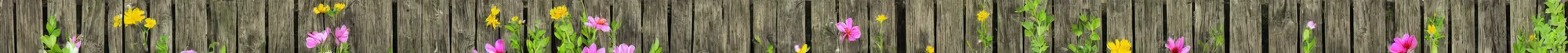 Image similar to wooden fencing with a few small flowers