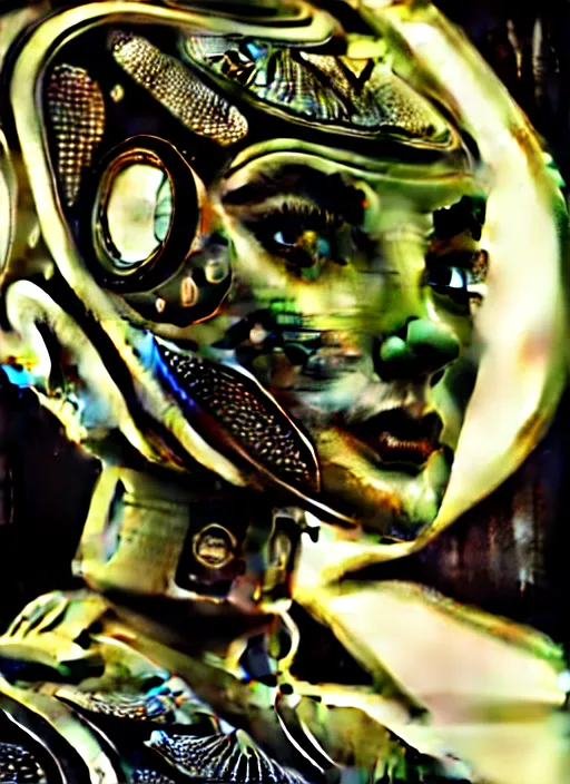 Image similar to a beautiful young female futuristic robot profile face photo, daguerrotype, closeup - view, f / 2. 8, low contrast, 1 6 k, beautiful lighting, reflective, insanely detailed and intricate, hypermaximalist, elegant, ornate, hyper realistic, super detailed, surreal dreamy poetic