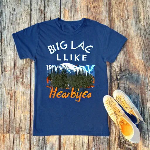 Image similar to souvenir, big bear lake California themed, t-shirt design, t-shirt photography, bears, mountains, lakes, trees