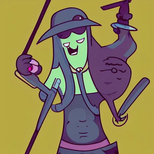 Image similar to portrait of Huntress Wizard from adventure time, in the style of adventure time, ultra-detailed 4k, beautiful inking lines, stunning gradient colors, trending on artstation, digital illustration, character design, concept art