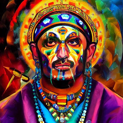 Image similar to DMT Aztec Priest artwork by Afremov, Leonid