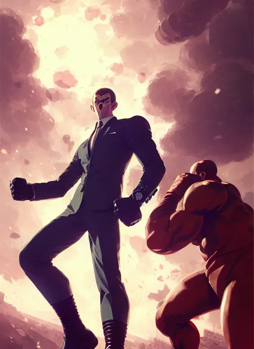 Image similar to gigachad luigi fighting like one punch man in a suit, fantasy character portrait, ultra realistic, full body concept art, intricate details, highly detailed by greg rutkowski, ilya kuvshinov, gaston bussiere, craig mullins, simon bisley