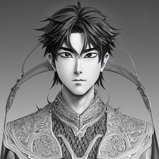 Image similar to an immortal xianxia cultivator as an absurdly handsome, elegant, young anime man, ultrafine hyperrealistic detailed face illustration by kim jung gi, irakli nadar, intricate linework, sharp focus, bright colors, matte, final fantasy, unreal engine highly rendered, global illumination, radiant light, intricate environment