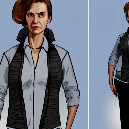 Image similar to Kim Wexler from Better Call Saul as a GTA character portrait