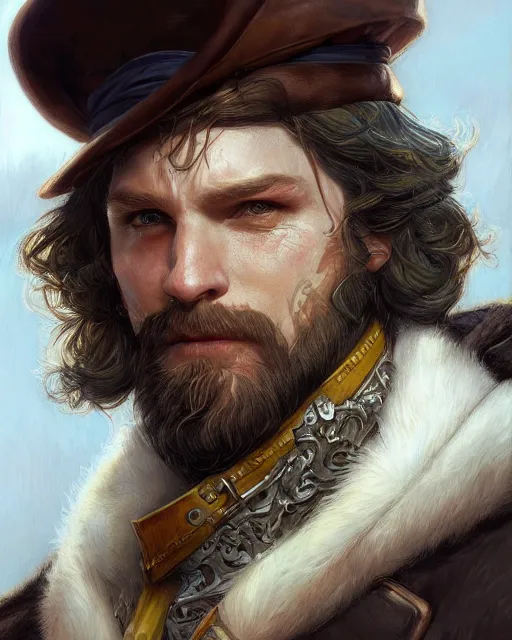 Image similar to white male rogue bard portrait, highly detailed, very intricate, cinematic lighting, closeup painted portrait, by donato giancola and rossdraws and magali villenueve, featured on artstation