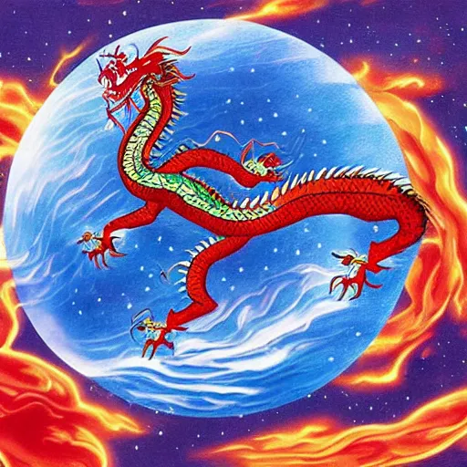 Prompt: chinese dragon in space, surreal