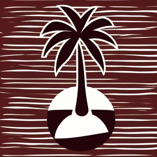 Image similar to palm tree in front of a giant volleyball vector logo, professional sports style, flat colour, svg, professional, sharp edges