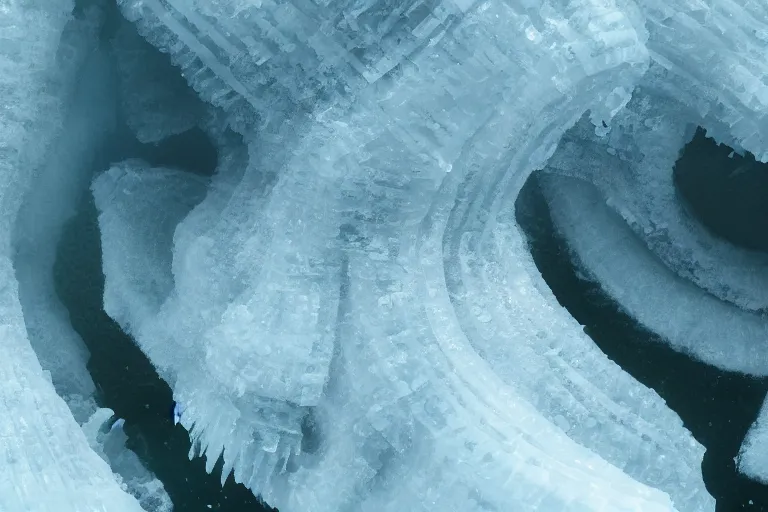 Prompt: vfx movie scene writhing ice leviathan closeup by emmanuel lubezki