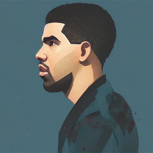 Prompt: Drake profile picture by Greg Rutkowski, asymmetrical, Organic Painting , Matte Painting, geometric shapes, hard edges, street art, trending on the artstation:2 by Sachin Teng:4