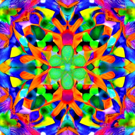 Prompt: psychedelic tessellation kaleidoscope watercolor digital art