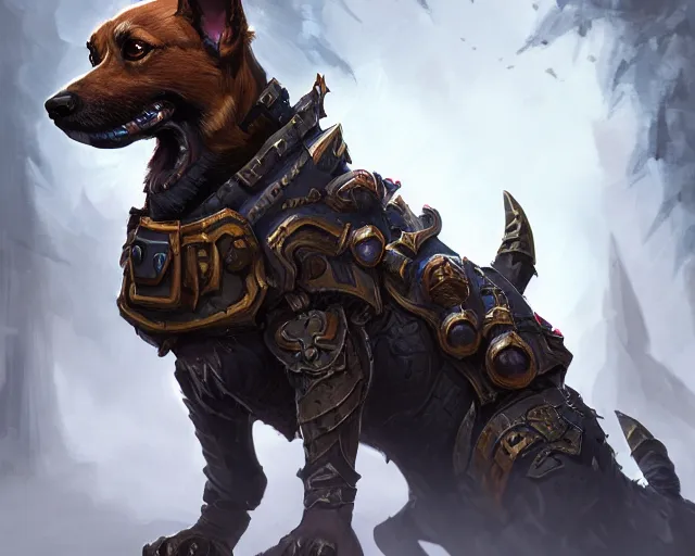 Image similar to attack dog k - 9 unit, deep focus, d & d, fantasy, intricate, elegant, highly detailed, digital painting, artstation, concept art, matte, sharp focus, illustration, hearthstone,