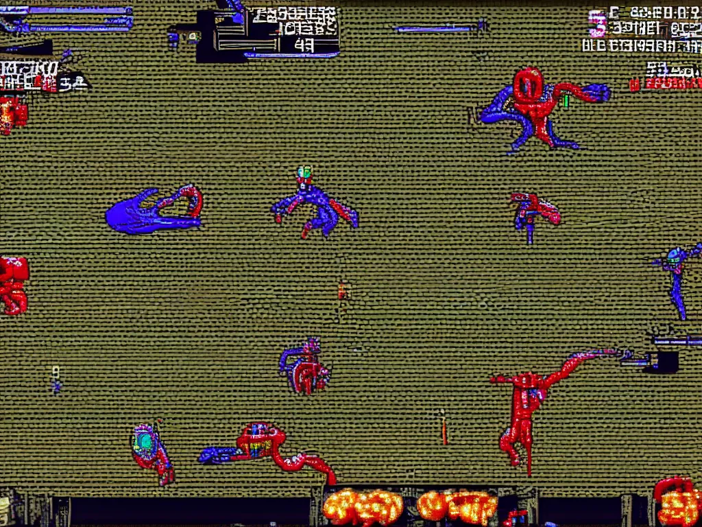 Image similar to Alien Trilogy as a Sega Mega Drive Genesis sidescroller game