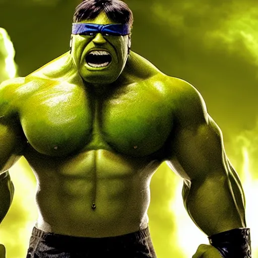 Image similar to hulk hogan as green hulk