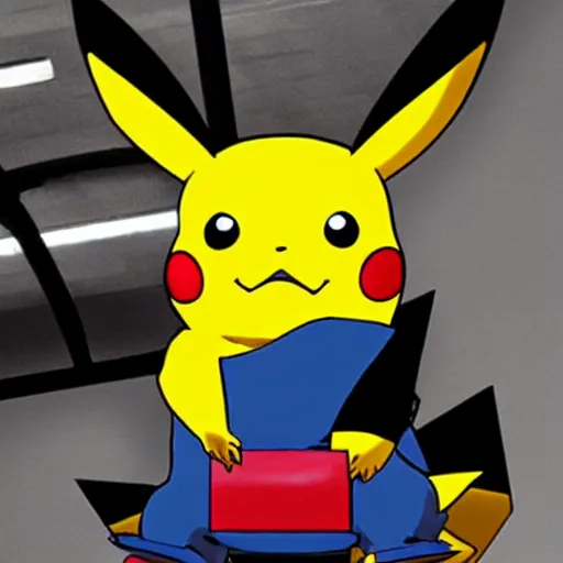 Prompt: Pikachu in the gym benching 225 pounds