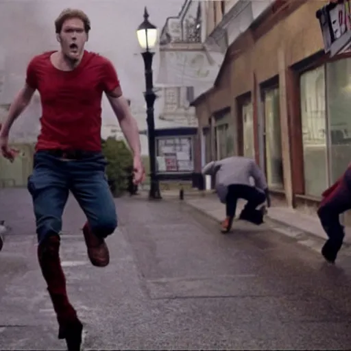 Image similar to Live Action Still of Jerma in Shaun of the Dead, real life, hyperrealistic, ultra realistic, realistic, highly detailed, epic, HD quality, 8k resolution, body and headshot, film still