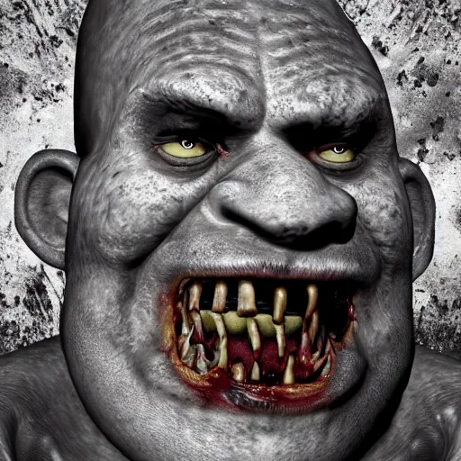 Image similar to unsettling creepy cursed zombie Shrek, high quality 4k cgsociety unreal engine render, injured infected Shrek zombie DreamWorks ® UnrealEngine (2032)