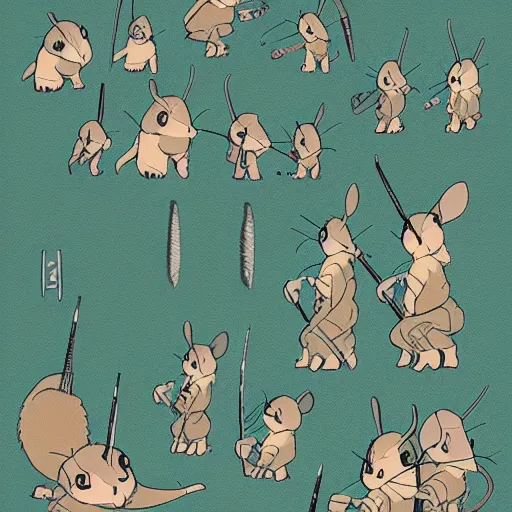 Prompt: warrior mice phalanx, illustration, 8K, art by Ghibli