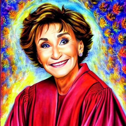 Image similar to portrait of judge judy, by josephine wall