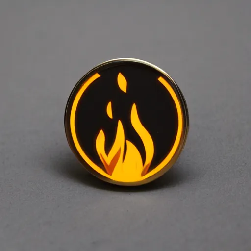 Image similar to a photo of a retro 7 0 s minimalistic clean fire warning enamel pin, studio lighting, behance