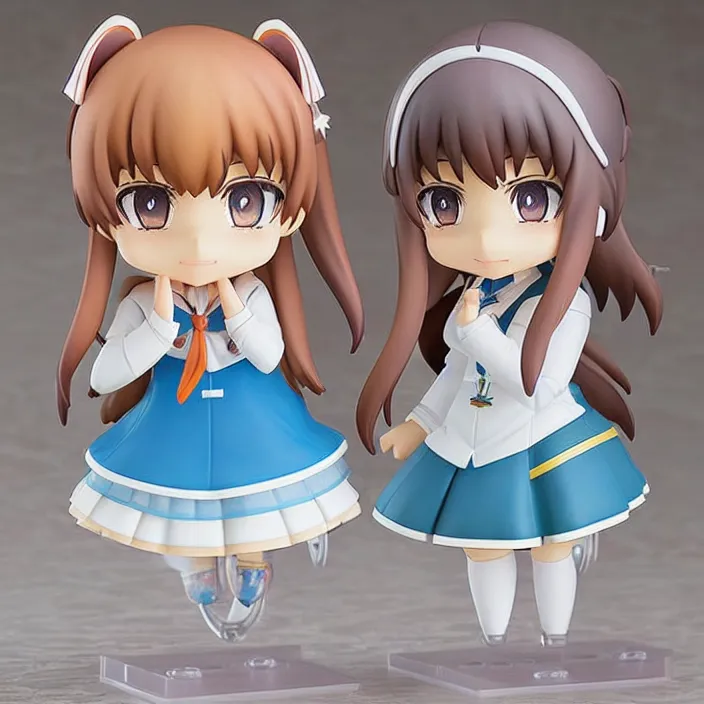 Prompt: Monika Doki Doki Literature Club , An anime Nendoroid of Monika , figurine, detailed product photo