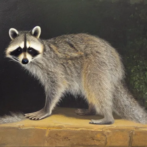Prompt: a raccoon in ancient rome, oil painting
