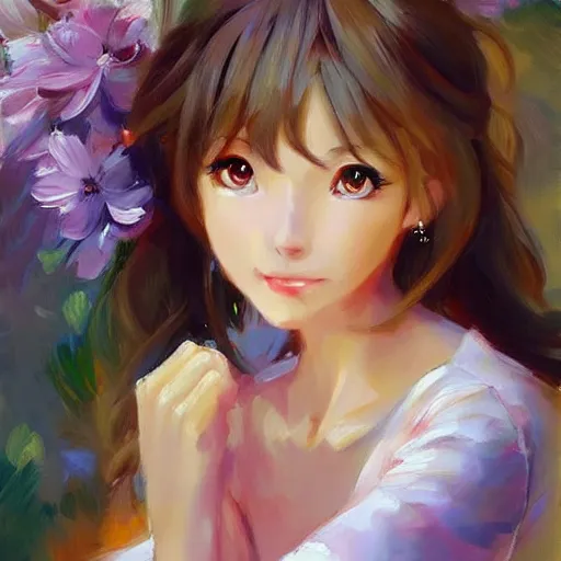 Image similar to anime girl painting by Vladimir Volegov