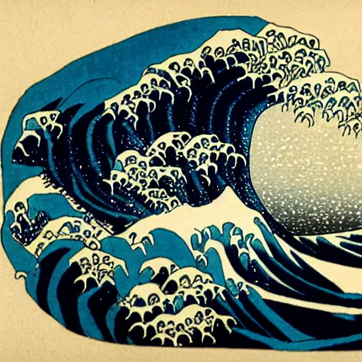 Image similar to shark swimming by hokusai