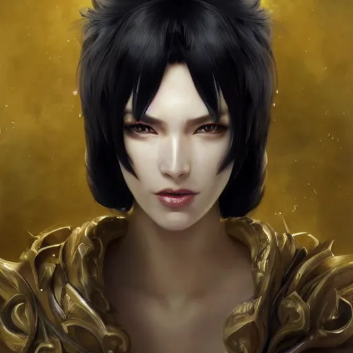 Image similar to tall woman with black hair and pale skin, from league of legends, as human, au naturel, hyper detailed, digital art, trending in artstation, cinematic lighting, studio quality, smooth render, unreal engine 5 rendered, octane rendered, art style by klimt and nixeu and ian sprigger and wlop and krenz cushart!