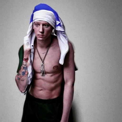 Prompt: Eminem as an India Sadhu, holyman