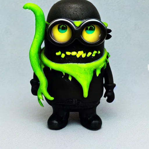 Prompt: Minion as Lovecraft's monster, tentacles, evil, dark colours, green colours, high resolution, 50 mm, extremely realistic, cave