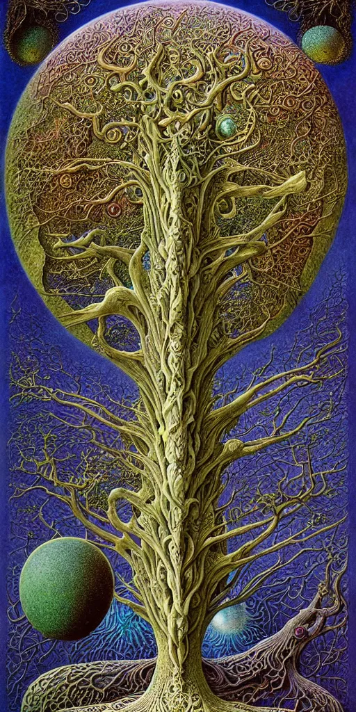 Image similar to tree of life by roger dean and andrew ferez, art forms of nature by ernst haeckel, divine chaos engine, symbolist, visionary, art nouveau, botanical fractal structures, organic, detailed, realistic, surreality