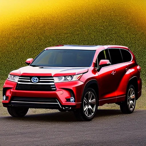 Prompt: product photo concept for a simple minimalist suv like a toyota highlander designed by apple inc,