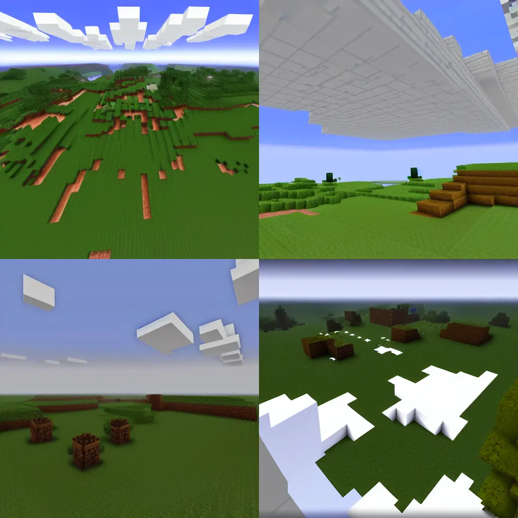 Prompt: minecraft clouds over english countryside