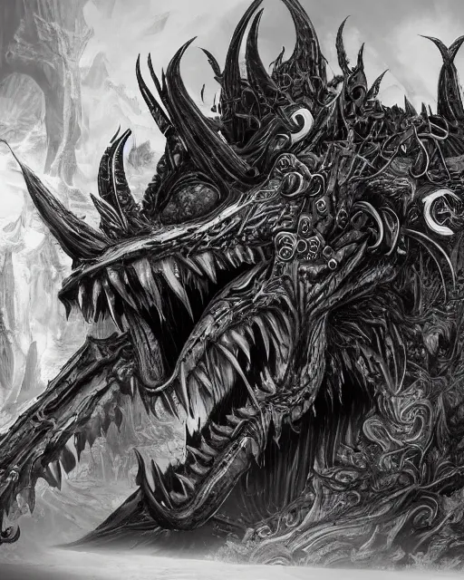 Image similar to a monster treasure chest, black and white, fantasy art, monster art, illustration, fantasy, intricate, hyper detailed, artstation, concept art, smooth, sharp focus, ray tracing